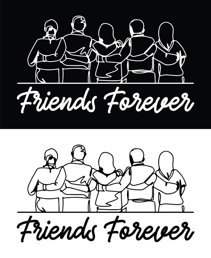 Vettore un poster in bianco e nero per gli amici per sempre