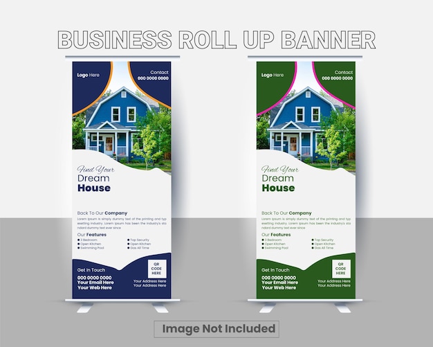 Un poster per affari chiamato business up roll up.