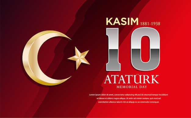 Un poster per il giorno della memoria di Ataturk con una stella d'oro e un nastro