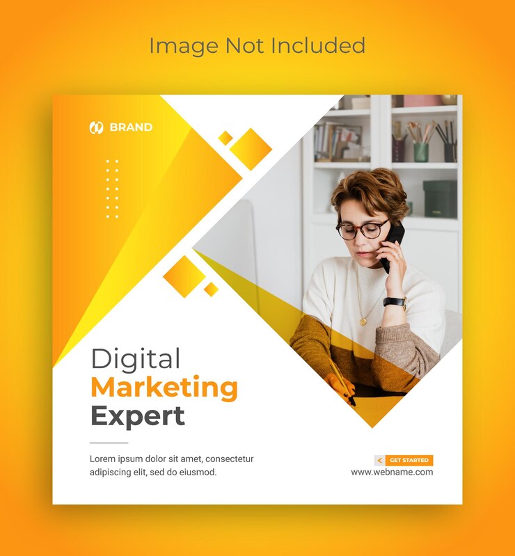un poster per il marketing digitale mostra un uomo che indossa occhiali