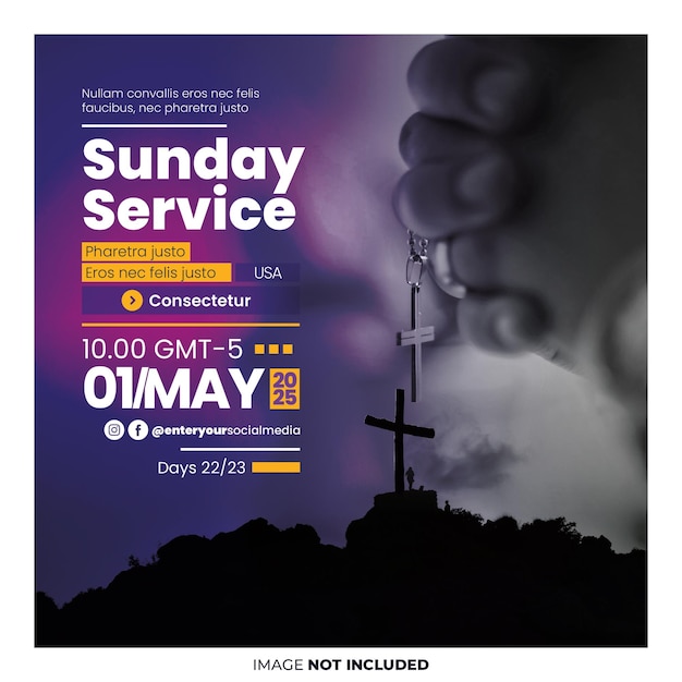 un poster per il servizio di domenica con una croce in cima