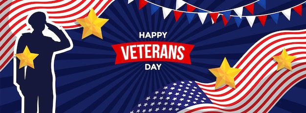 Un poster per la giornata dei veterani con una stella e bandiere.