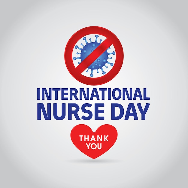 Un poster per la giornata internazionale dell'infermiere con sopra un cuore rosso.