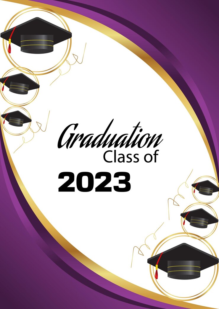 Vettore un poster per la laurea della classe del 2023 che dice classe del 2023