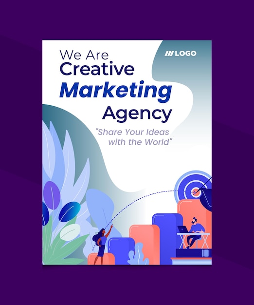 Un poster per un'azienda chiamata siamo un'agenzia di marketing creativo.