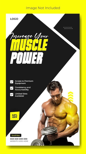 un poster per un bodybuilder muscolare con le parole fitness power