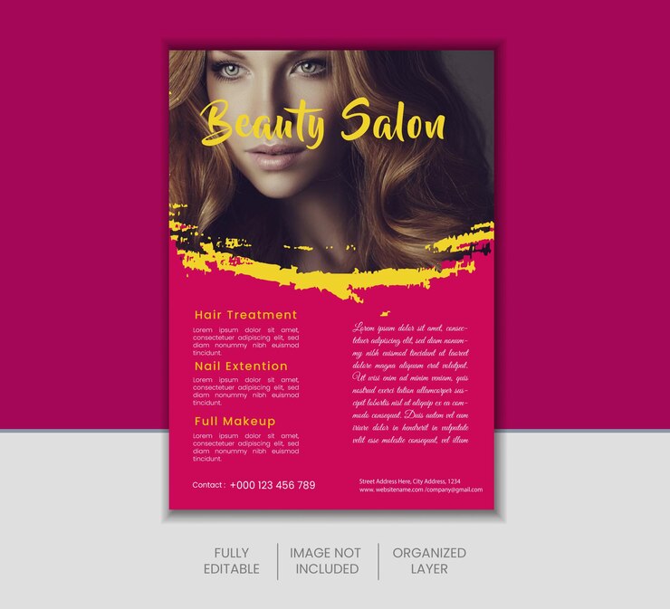 Vettore un poster per un salone di bellezza è visualizzato su uno sfondo bianco