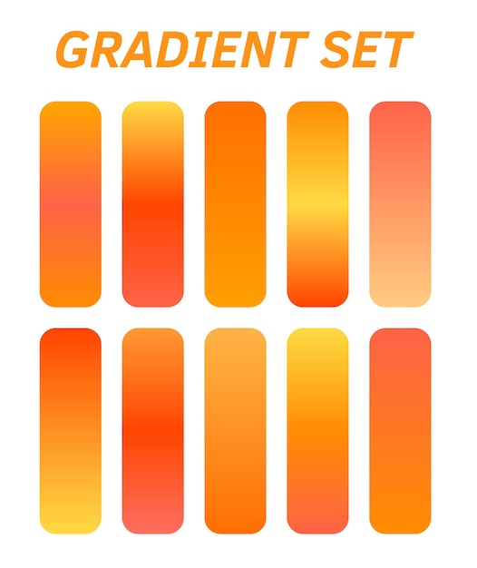 un poster per un set di gradienti di quadrati arancione con strisce arancione e gialle