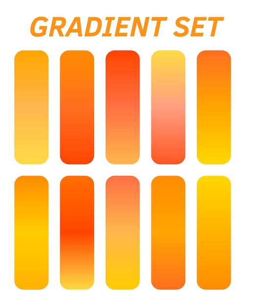 un poster per un set di prodotti di linee arancioni e gialle