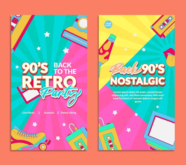 Un poster per una festa chiamata 90's party