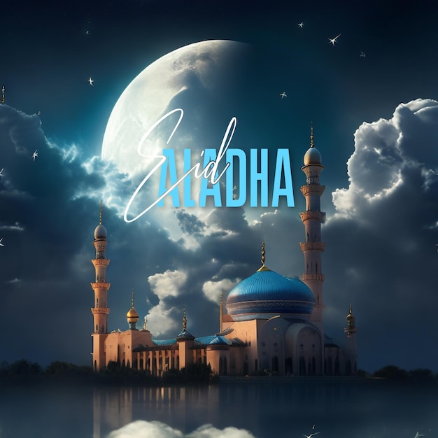 Un poster per una moschea con sopra le parole eid all Adha