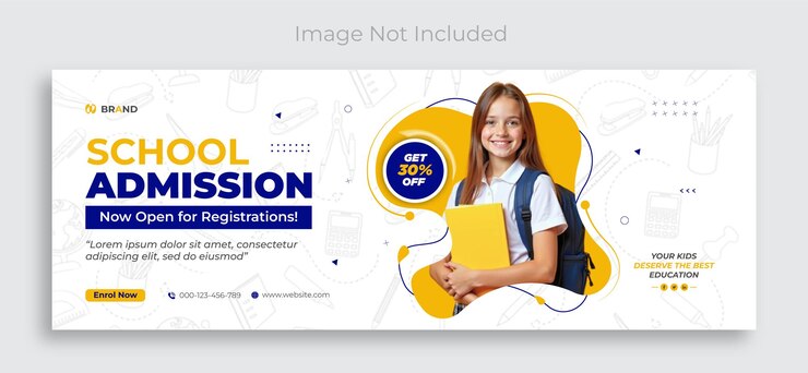 un poster per una scuola mostra una foto di una ragazza con uno sfondo giallo che dice foto di una scuola