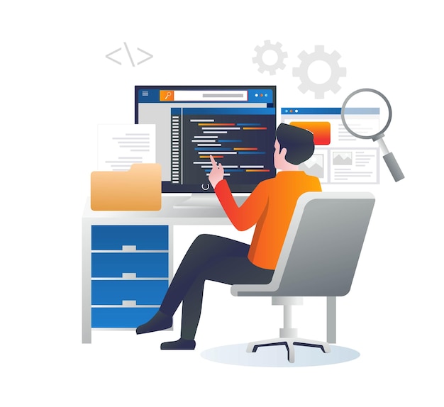 Un programmatore sta lavorando su un computer