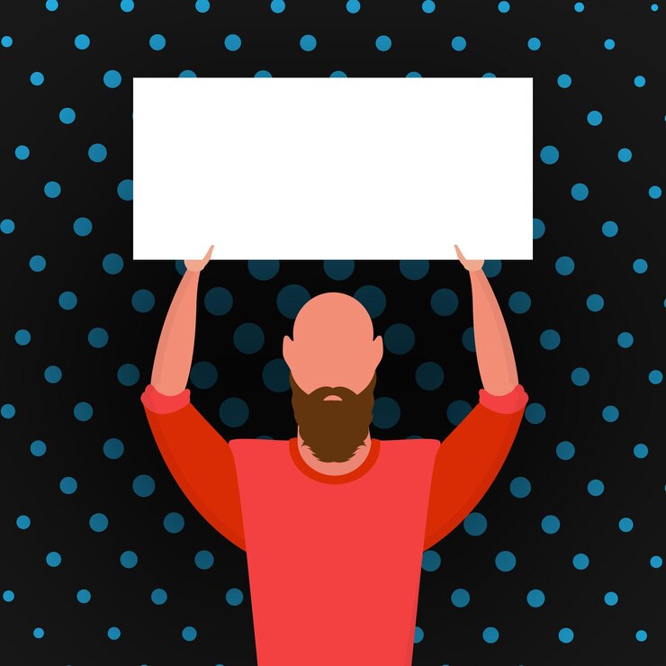 Vettore un ragazzo con uno striscione e un posto per il tuo testo vettore in stile cartone animato pop art