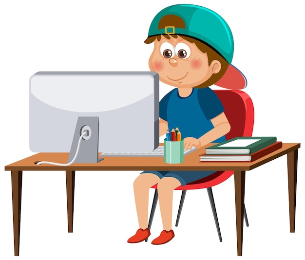 Un ragazzo seduto davanti al computer