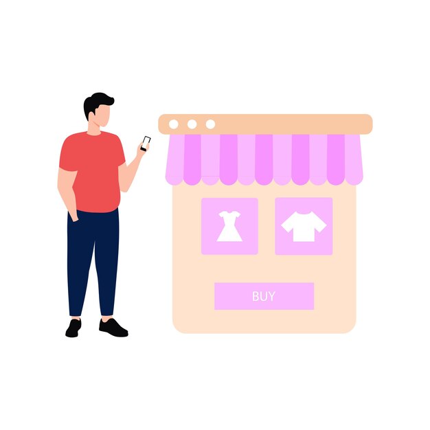 Un ragazzo sta comprando vestiti da un negozio online