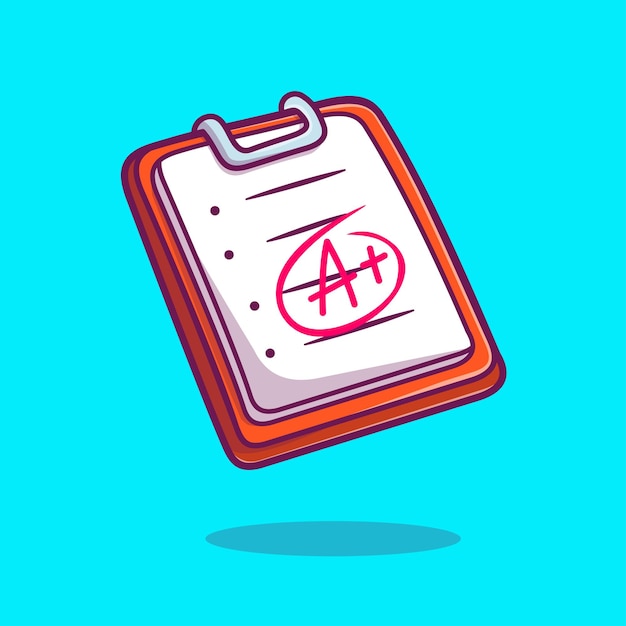 Un rapporto di grado Cartoon Vector Icon Illustrazione Oggetto Istruzione Icona Concetto Isolato Premium