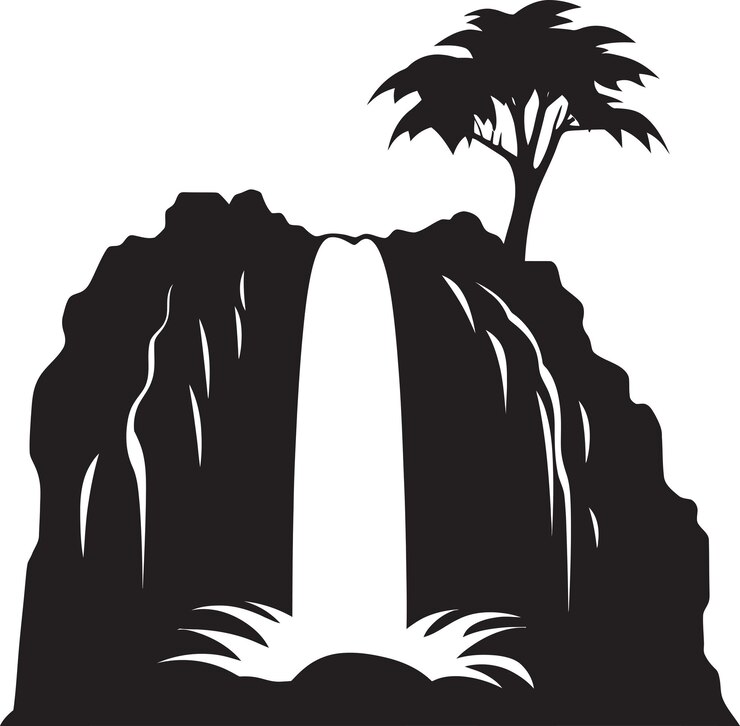 Vettore un ritiro beato un'illustrazione vettoriale di una scena di cascata perfetta per il rilassamento