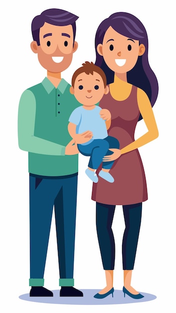 un ritratto di famiglia di un bambino e un uomo con una camicia blu