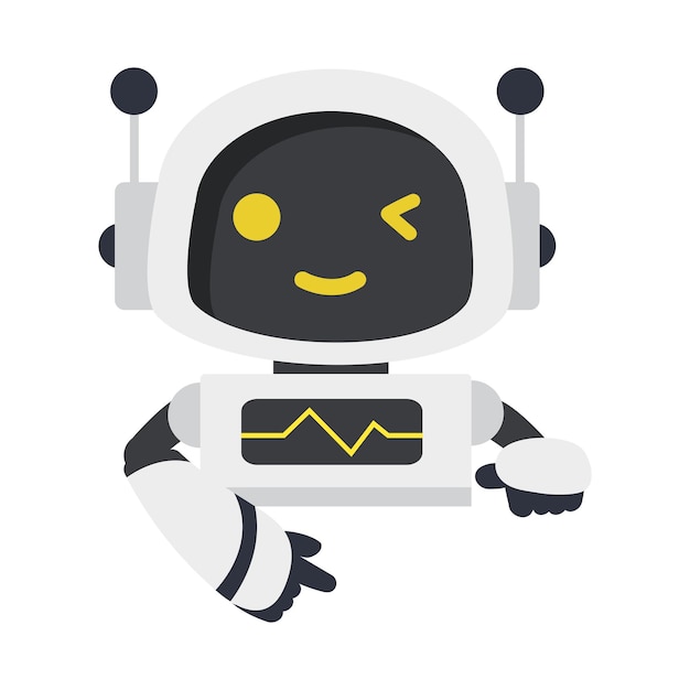 Un robot AI carino con una lavagna vuota.