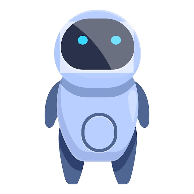 Un robot carino in piedi con gli occhi blu che si illuminano