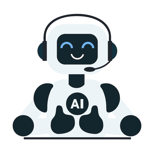 Un robot di chat carino mostra il pollice in alto.