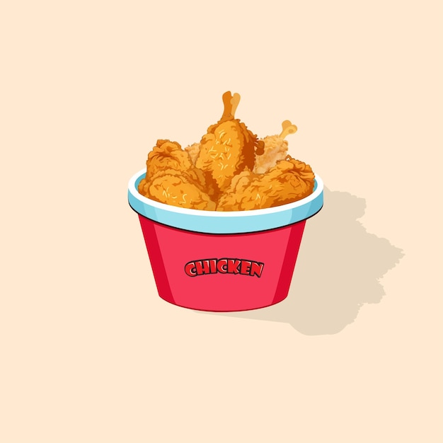 Un secchio pieno di pollo fritto è vettoriale