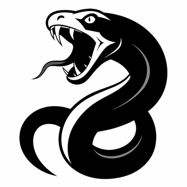 un serpente arrotolato con la bocca aperta e la lingua biforcata