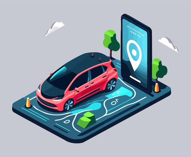 un servizio di car sharing controllato da un'app per smartphone con veicoli moderni e monitoraggio remoto