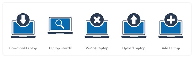 Un set di 5 icone Internet come download portatile portatile ricerca portatile sbagliato