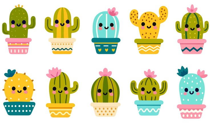 un set di carini cactus in vaso