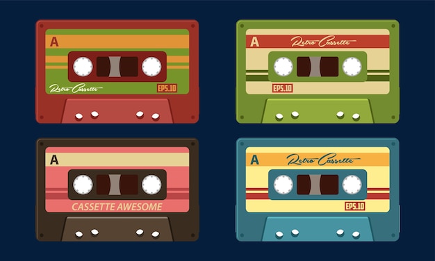 un set di cassette tape retro