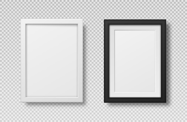 Un set di cornici per foto Cornici quadrate in bianco e nero realistiche