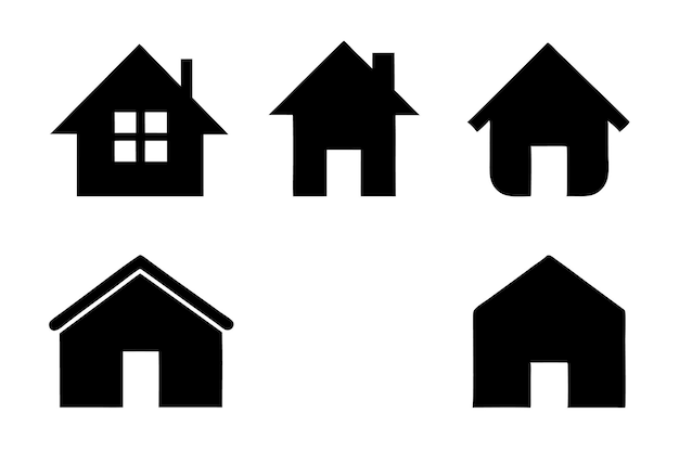 Un set di icone di casa minimalista su sfondo bianco