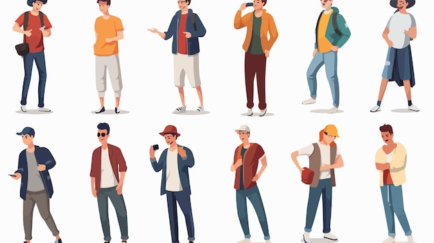 un set di personaggi dei cartoni animati di un uomo con una giacca e una giaccha