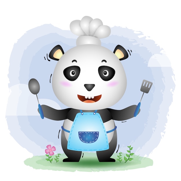 Un simpatico piccolo chef panda