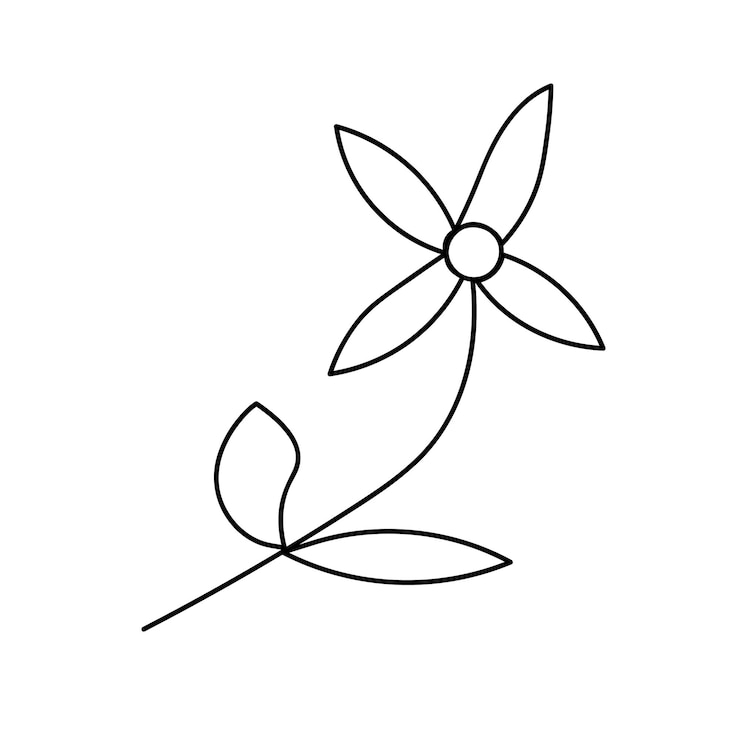 Vettore un singolo fiore in stile doodle su uno sfondo bianco