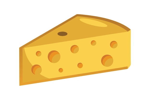 Un singolo pezzo di formaggio visualizzato Illustrazione vettoriale impostata su sfondo bianco