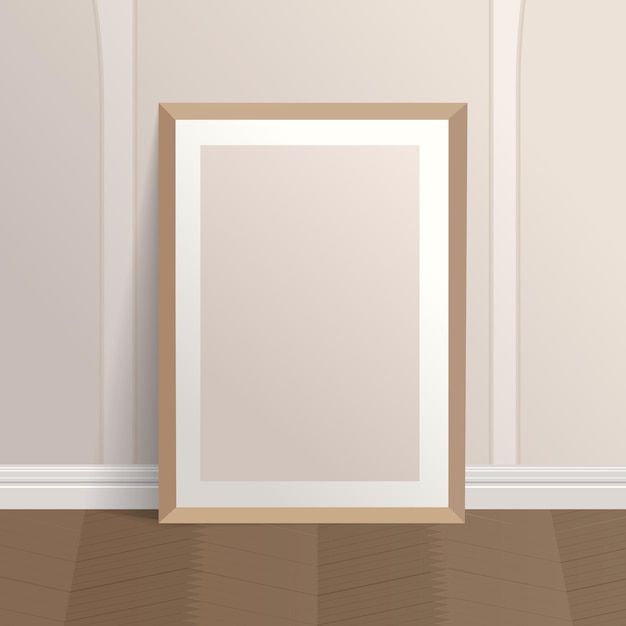 Un telaio in legno su un pavimento in parquet modello vettoriale con spazio per il vostro progetto EPS 10