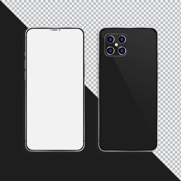 Vettore un telefono nero con un retro bianco e uno schermo nero che dice samsung