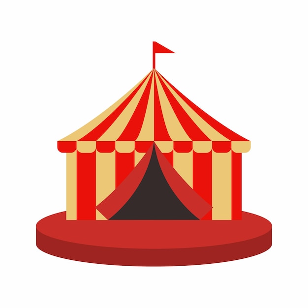 Un tendone da circo con una parte superiore a strisce rosse e gialle.