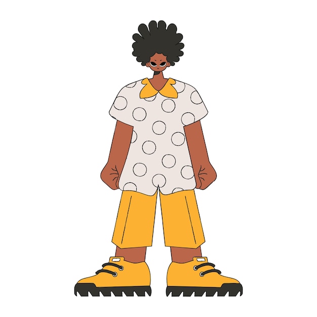 Un tizio con i capelli afro in camicia.