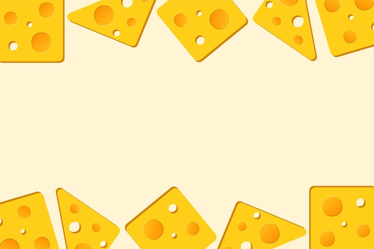 un triangolo di formaggio con un quadrato di formaggio su una cornice