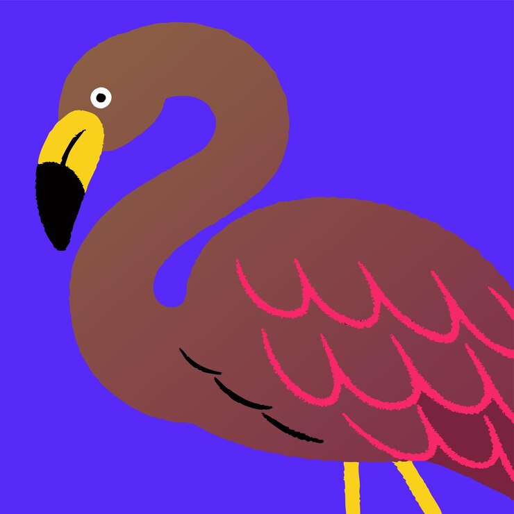 Vettore un uccello con un becco giallo e uno sfondo blu con un beccho rosso