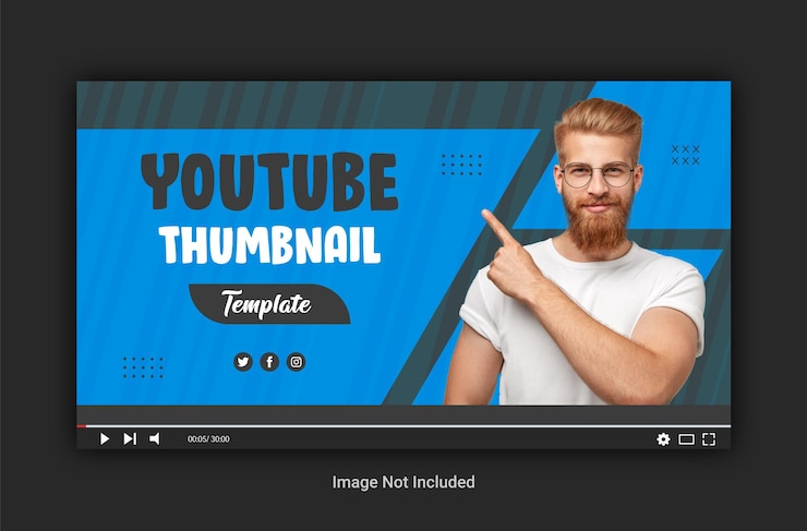 Vettore un uomo con la barba e gli occhiali sta indicando uno schermo che dice miniatura di youtube.