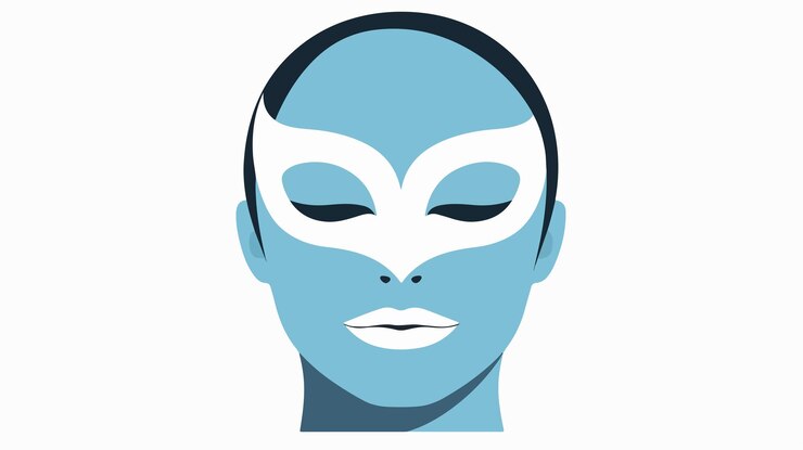 Vettore un uomo con una maschera sul viso e gli occhi chiusi