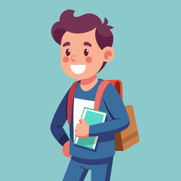 un uomo con uno zaino e un libro sulle spalle