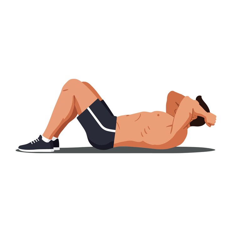 Vettore un uomo in forma che esegue un esercizio di crunch in uno stile di design minimalista che mostra forza e determinazione in illustrazione vettoriale