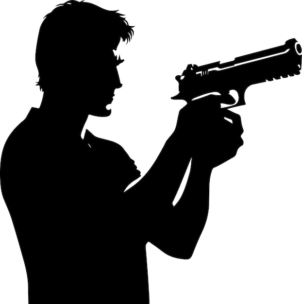 un uomo minimalista con una silhouette vettoriale di pistola un uomo tiene una pistola vettoriale 14