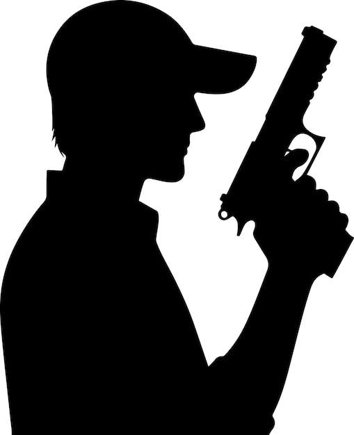 un uomo minimalista con una silhouette vettoriale di pistola un uomo tiene una pistola vettoriale 24